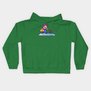 Cute Courier Delivery Online Package Cartoon Kids Hoodie